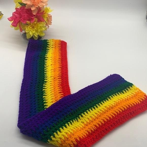 Rainbow Crocheted Scarf - 72” long - Picture 1 of 3
